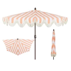 JONATHAN Y Beverly 9' Designer Scalloped Fringe Half Market Patio Umbrella -Jonathan Y Store GUEST febf23d7 6b67 475a 91e9 5e97e3d71be7